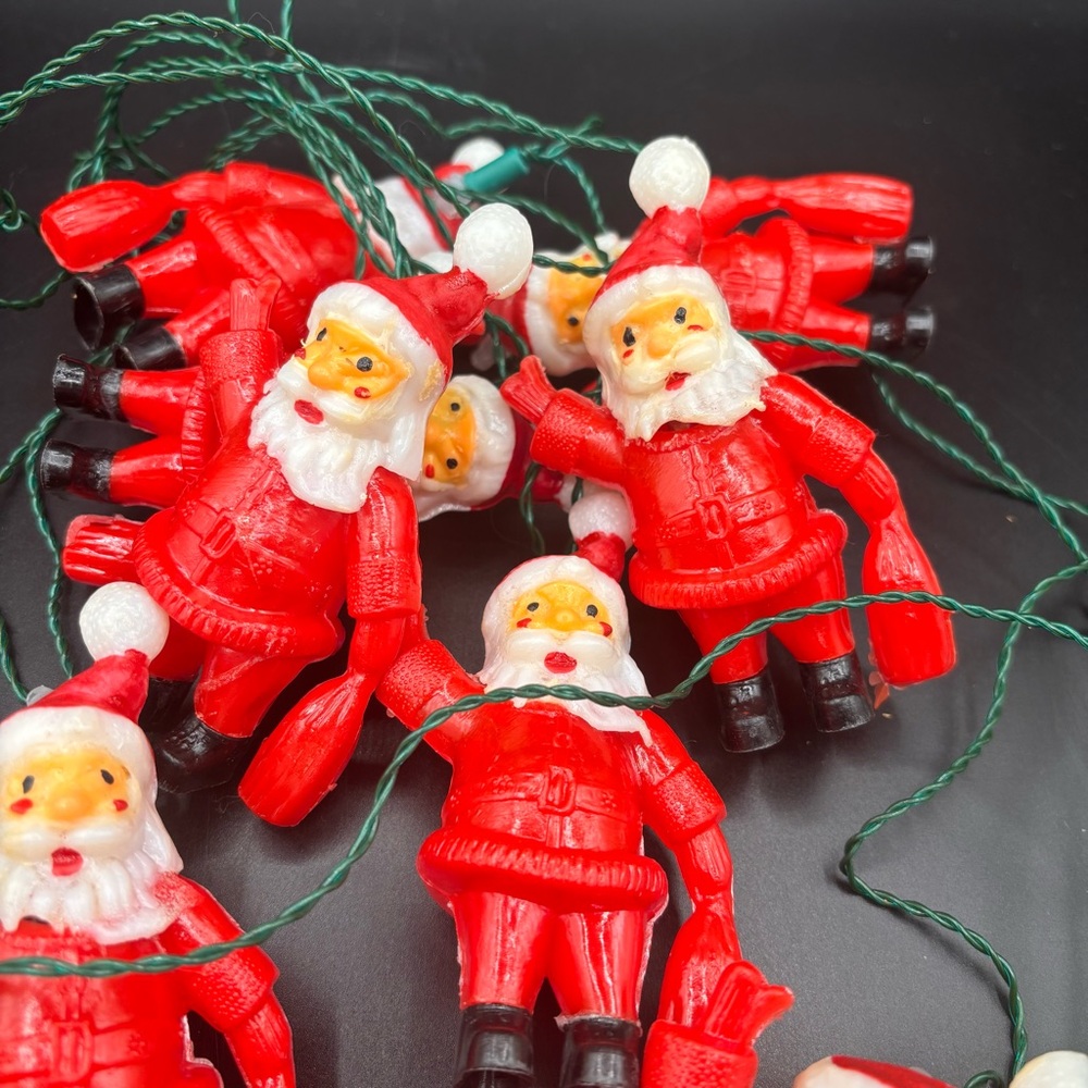 Vintage Lights Santa Claus‎ Blow Mold String Christmas Holiday Red White Set 10